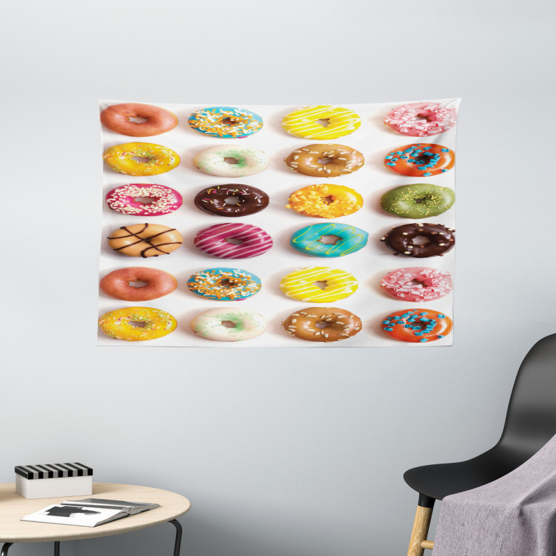 Tasty Colorful Donuts Wide Tapestry