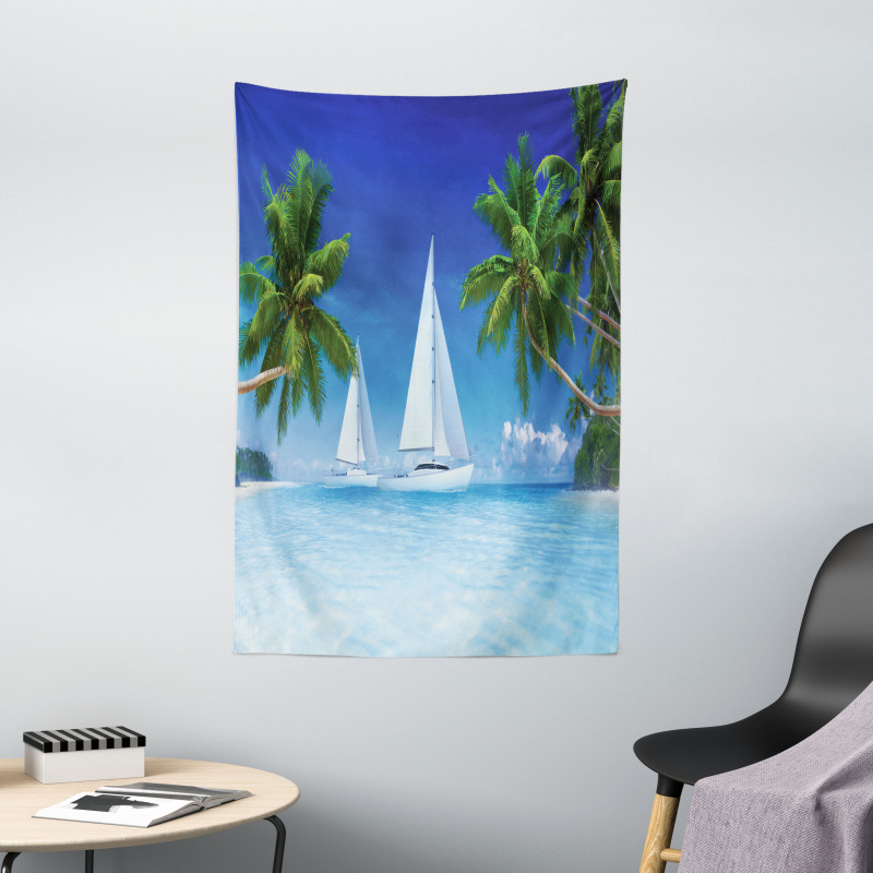 Palm Trees and Sailboats Tapestry