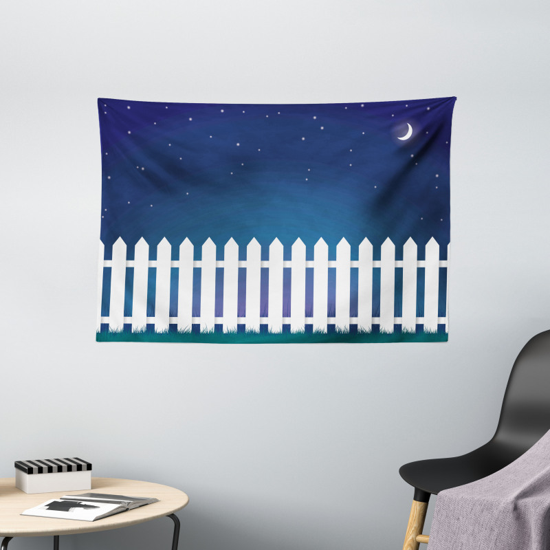 Starry Night with Crescent Wide Tapestry