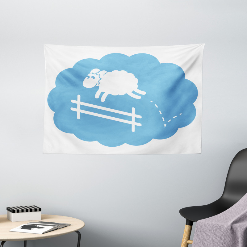 Counting Sheep Cloud Jumping Wide Tapestry