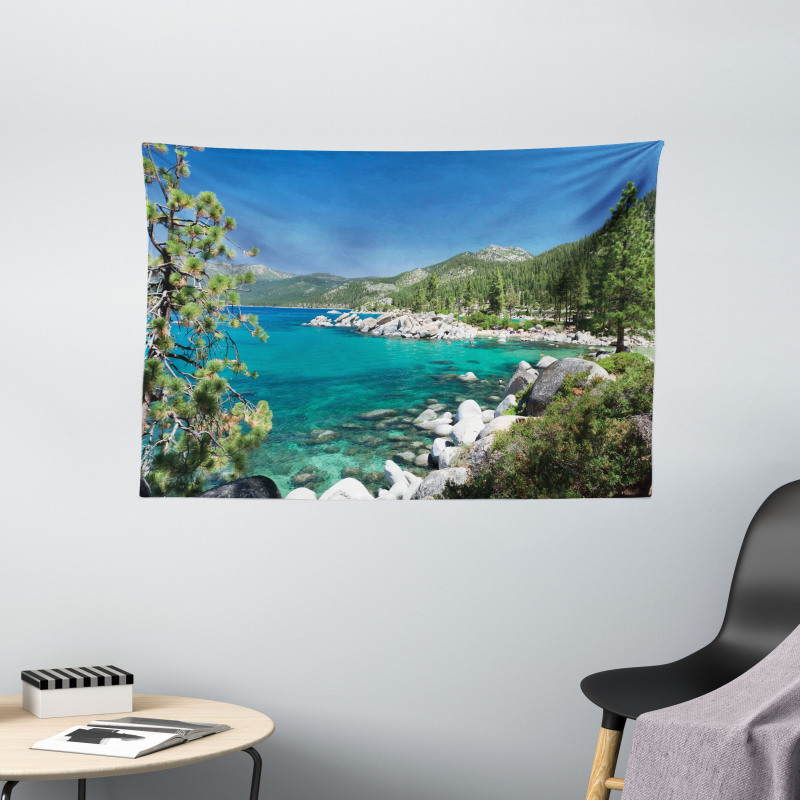 Lake Tahoe Shore View Wide Tapestry