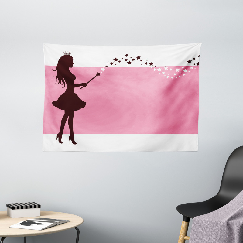 Princess Fairy and Magic Wand Wide Tapestry