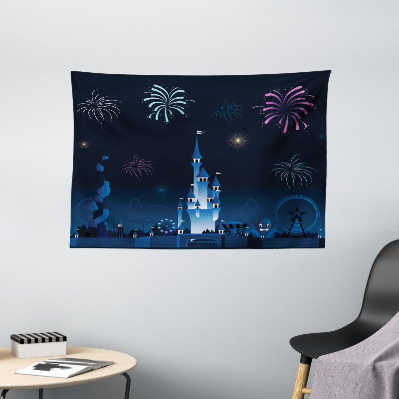 Children Park Firework Castle Wide Tapestry