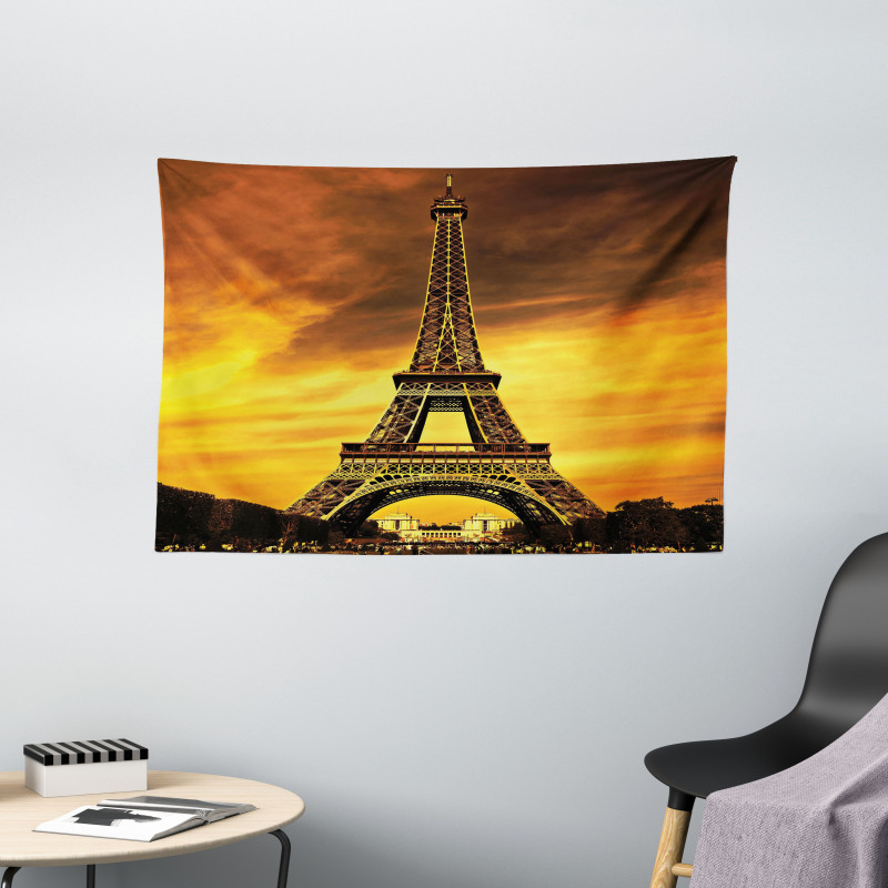 Paris Love Sunrise Wide Tapestry