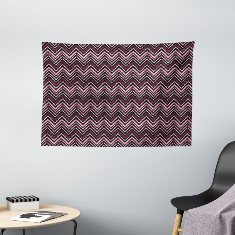 Abstract Bold Zigzags Art Wide Tapestry