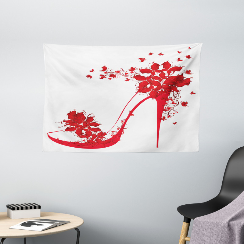 Shoe Butterflies Flowers Wide Tapestry