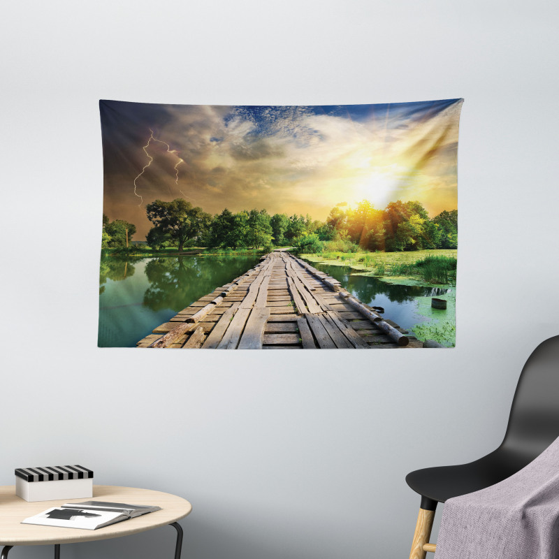 Bolt at Sunset Forest River Wide Tapestry