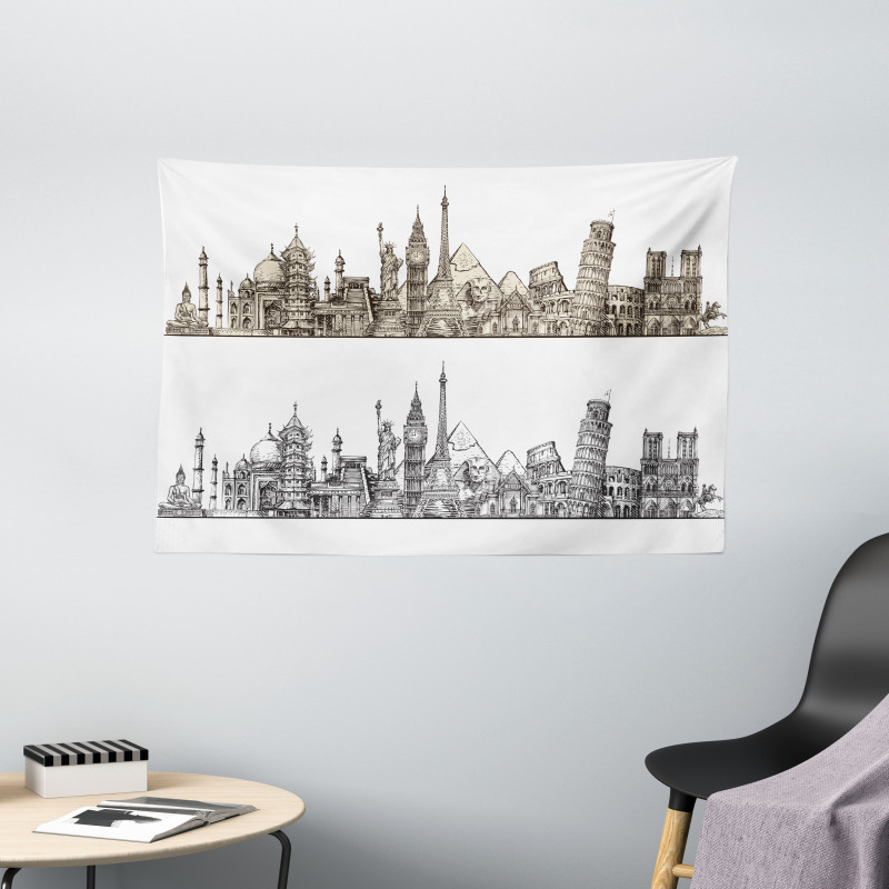 Historical Monument Lines Wide Tapestry