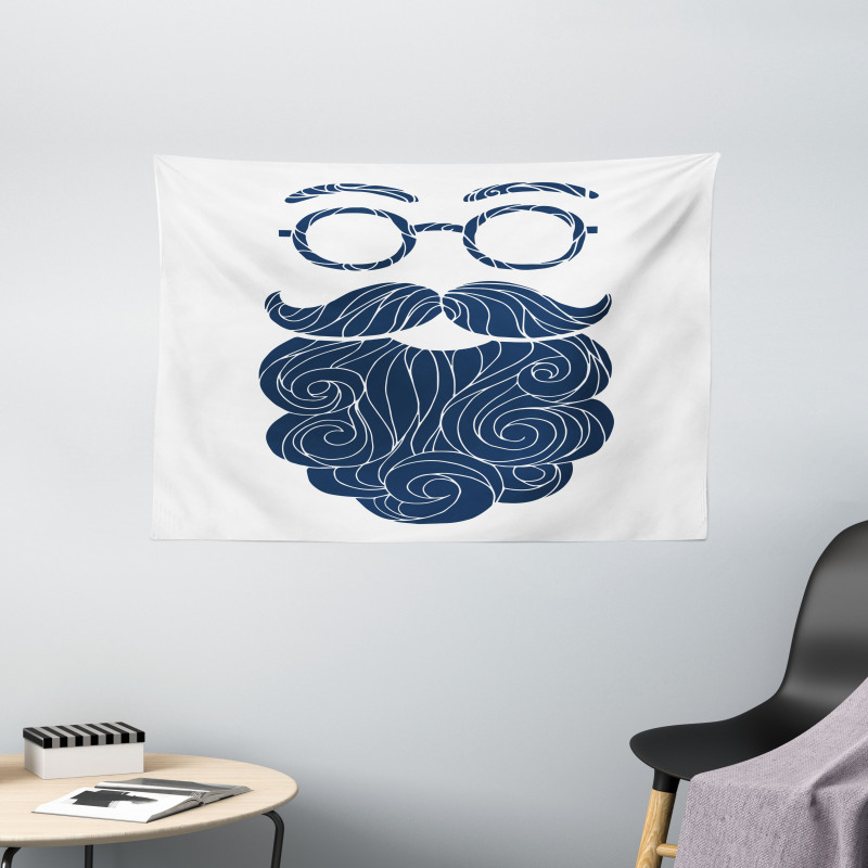 Hipster Fashion Beard Glasses Wide Tapestry