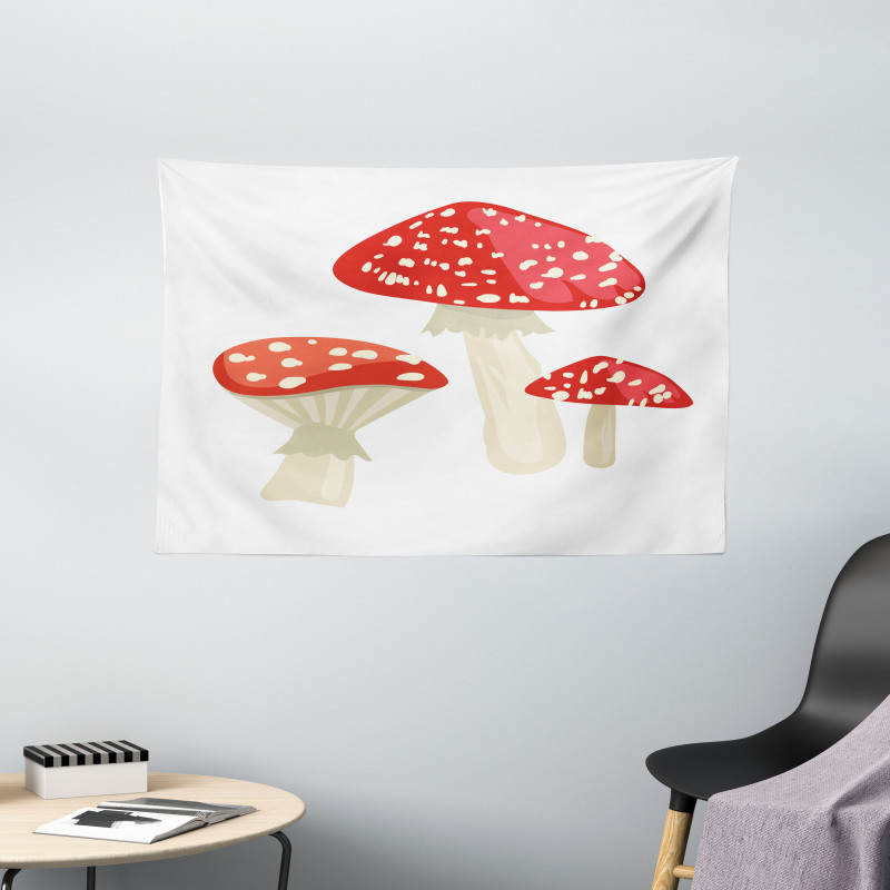 Simple Cartoon Toadstool Wide Tapestry