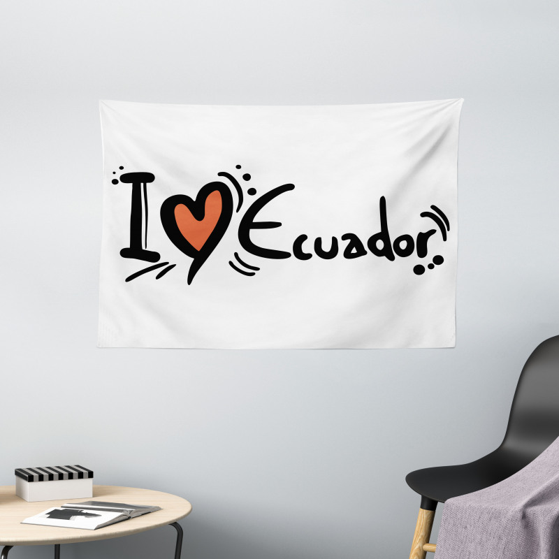 I Heart Ecuador Typography Wide Tapestry