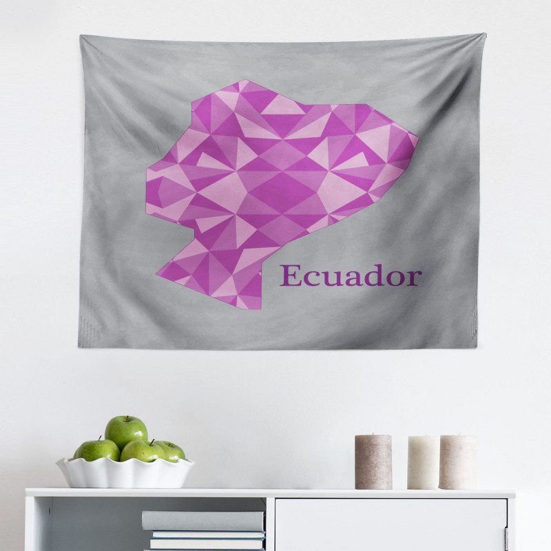 Geometrik Mikrofiber Geniş Duvar Halısı Parlak Üçgenler ile Ekvador Haritası