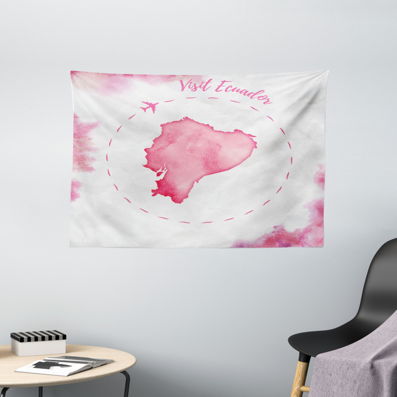 Map with Plane Wide Tapestry