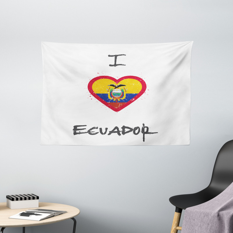 I Love Ecuador Heart Flag Wide Tapestry