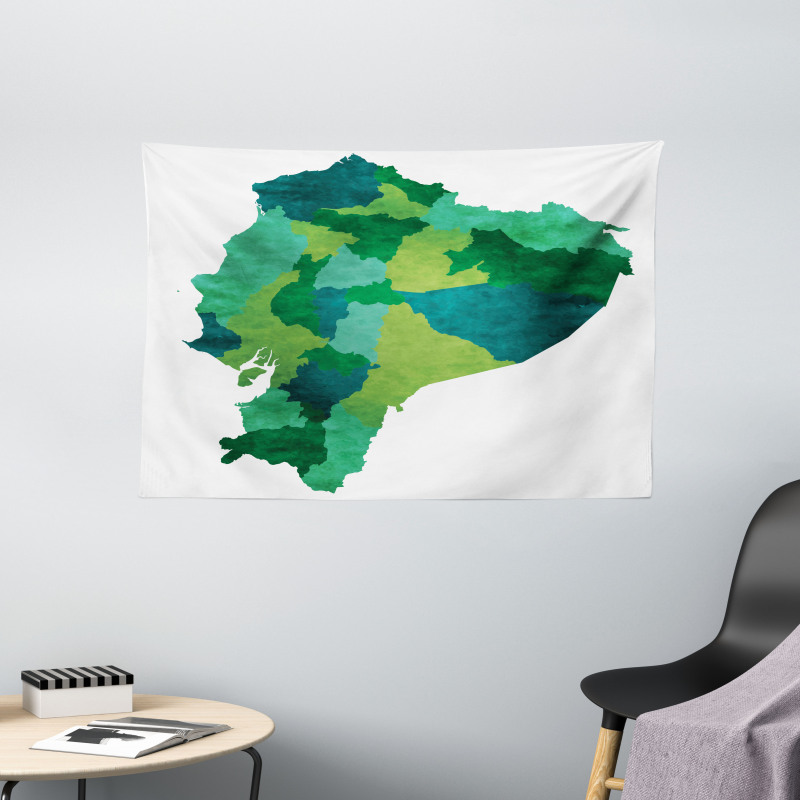 Green Tones Political Map Wide Tapestry