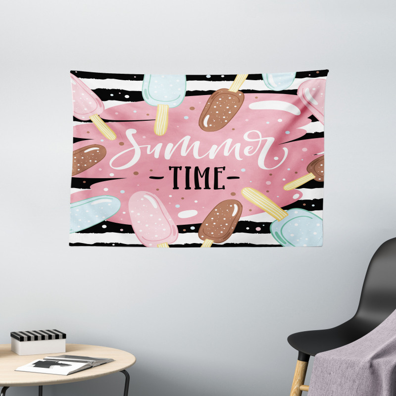 Summer Time Ice Cream Sticks Wide Tapestry