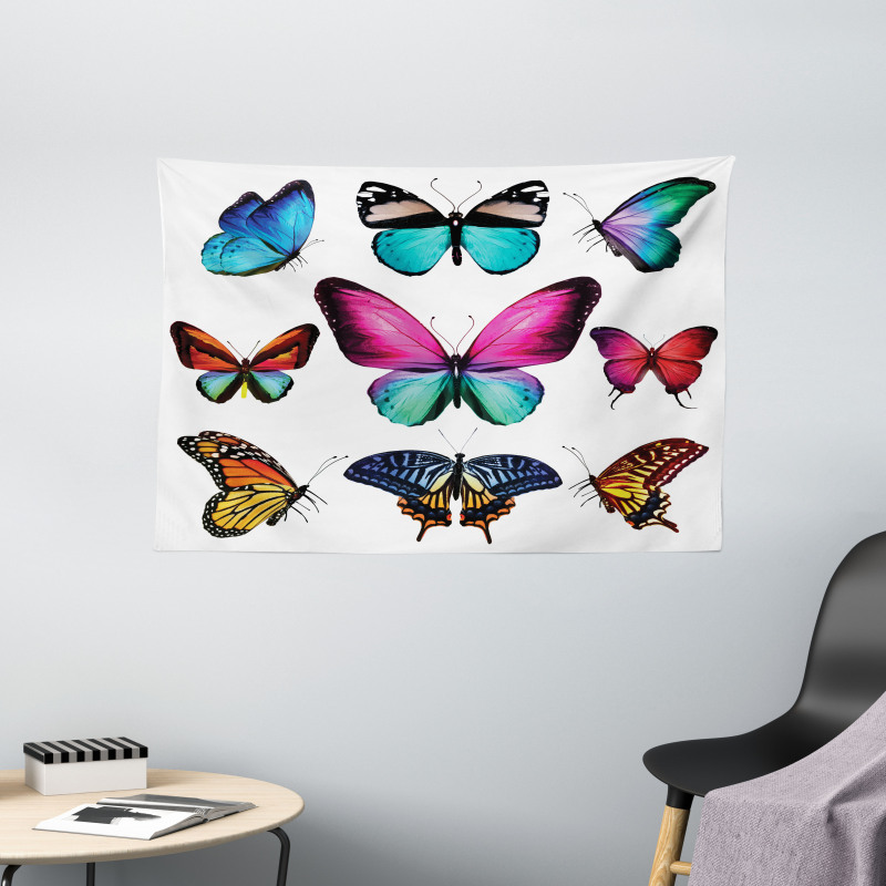 Vibrant Butterflies Set Wide Tapestry