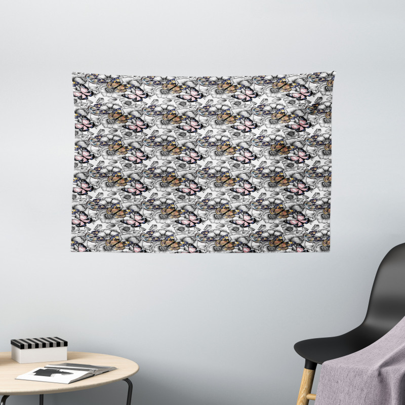 Monarch Butterfly Retro Wide Tapestry