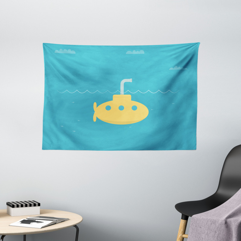 Simple Childish Marine Wide Tapestry