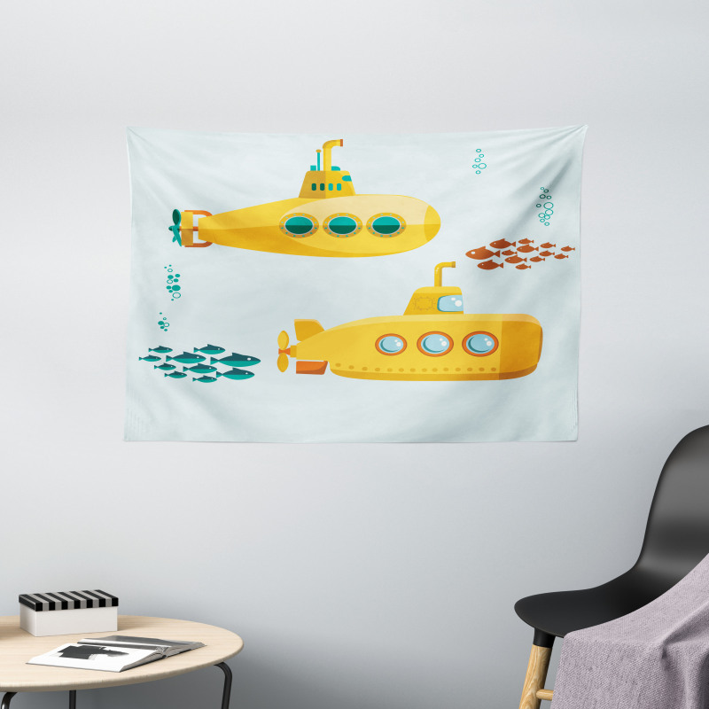 Undersea Periscope Fish Wide Tapestry