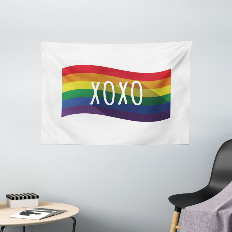 Waving Rainbow Flag Acronym Wide Tapestry