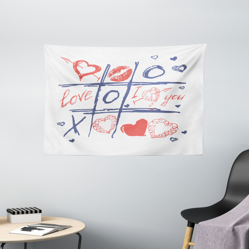 Hearts Lips and I Love You Wide Tapestry