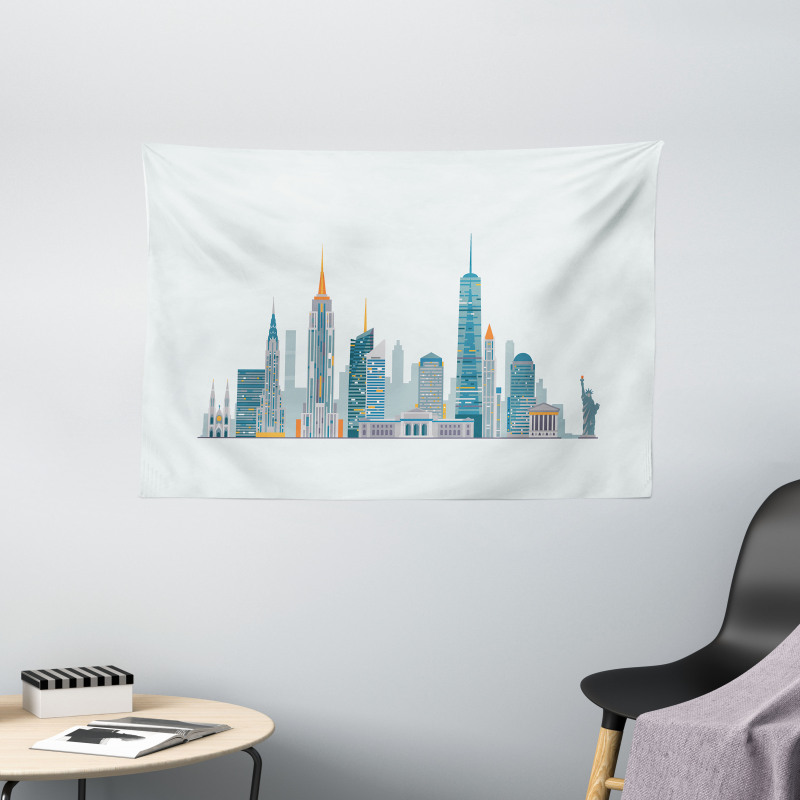 Megacity New York Illustration Wide Tapestry