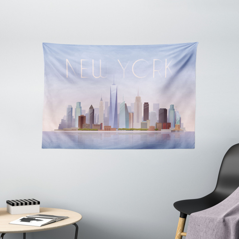 Pastel Tones Big Apple Skyline Wide Tapestry