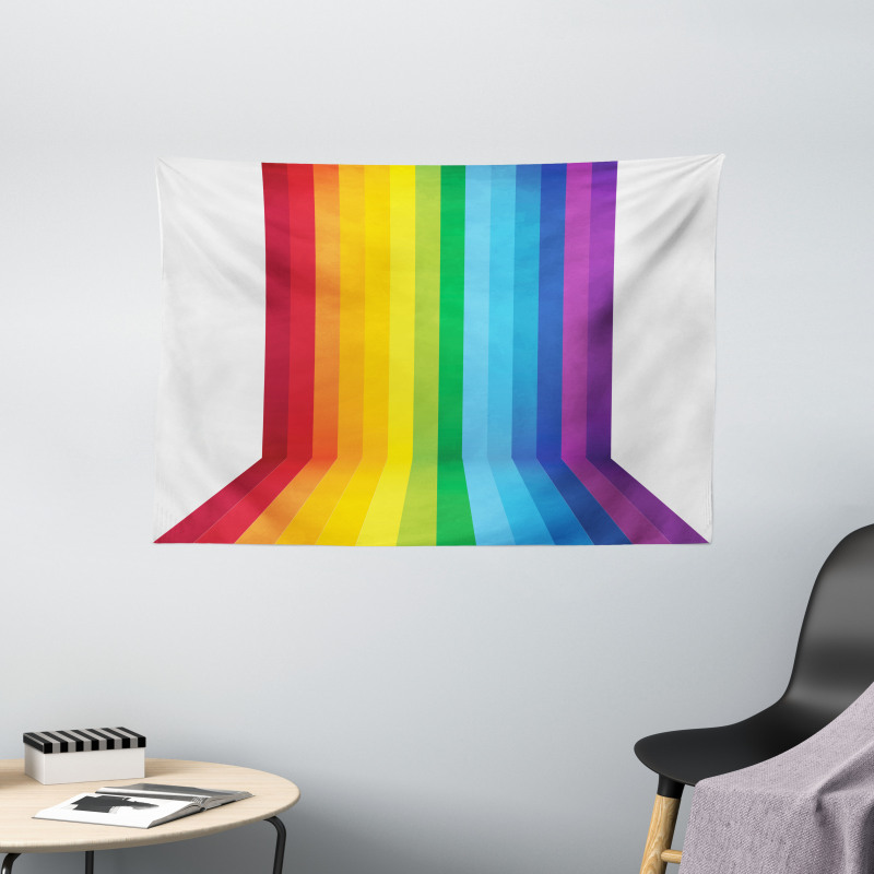 Shade of Rainbow Colors Line Wide Tapestry