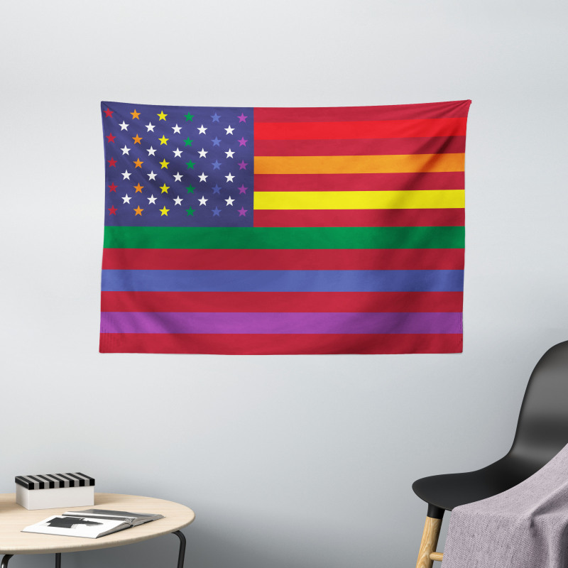 Gay Concept American Flag Wide Tapestry