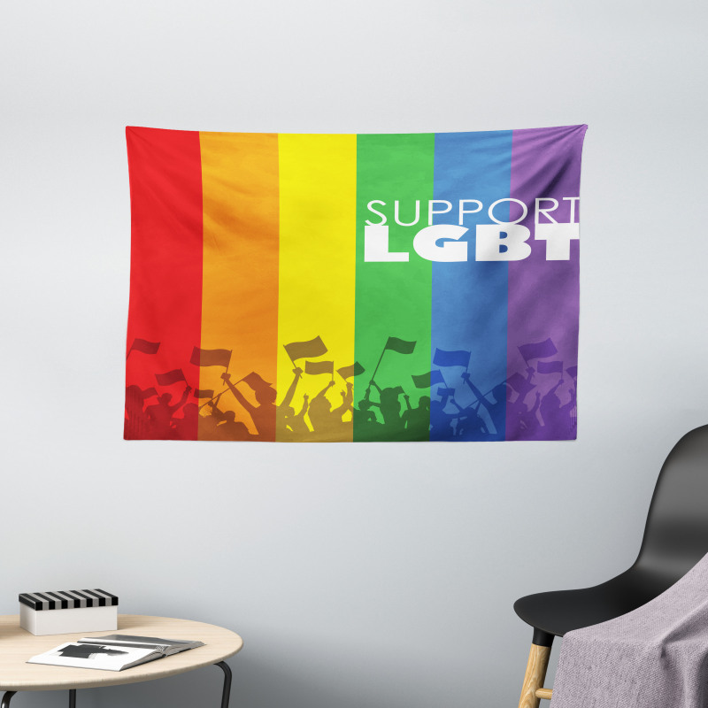 Support LGBT Celebration Flag Wide Tapestry