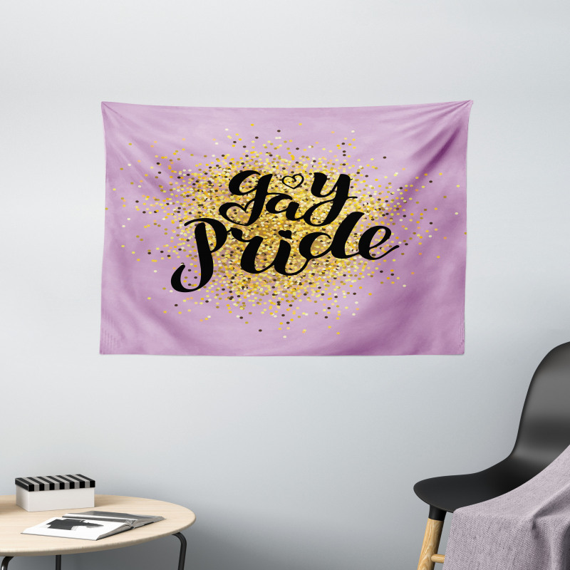 Gay Pride Dots on Lilac Wide Tapestry