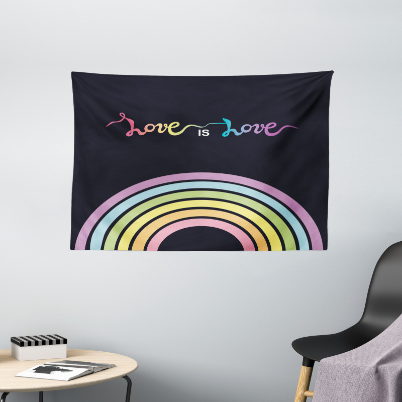 Love is Love Rainbow Lines Wide Tapestry