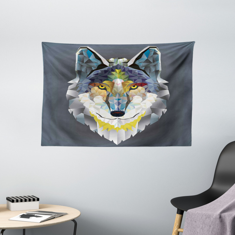 Wolf Coyote Portrait Art Wide Tapestry