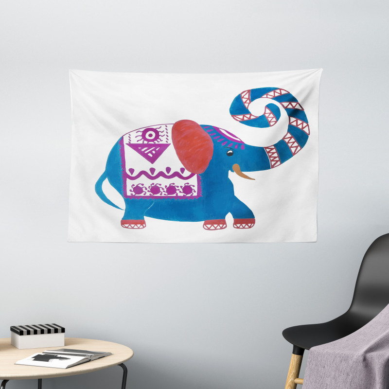 Elephant Nose Doodle Wide Tapestry