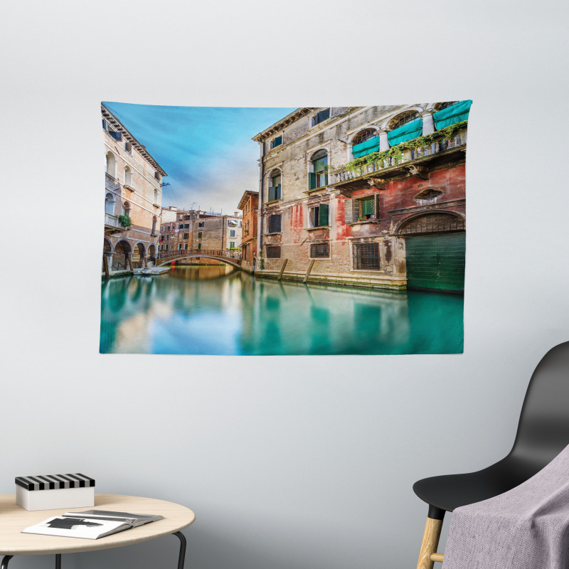 Italy City Water Canal Wide Tapestry