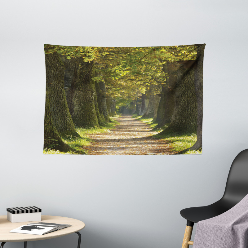 Alley with Oak Trees Wide Tapestry