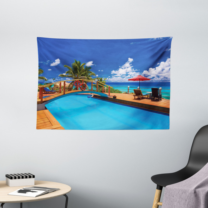 Sea Pool Beach Holiday Wide Tapestry