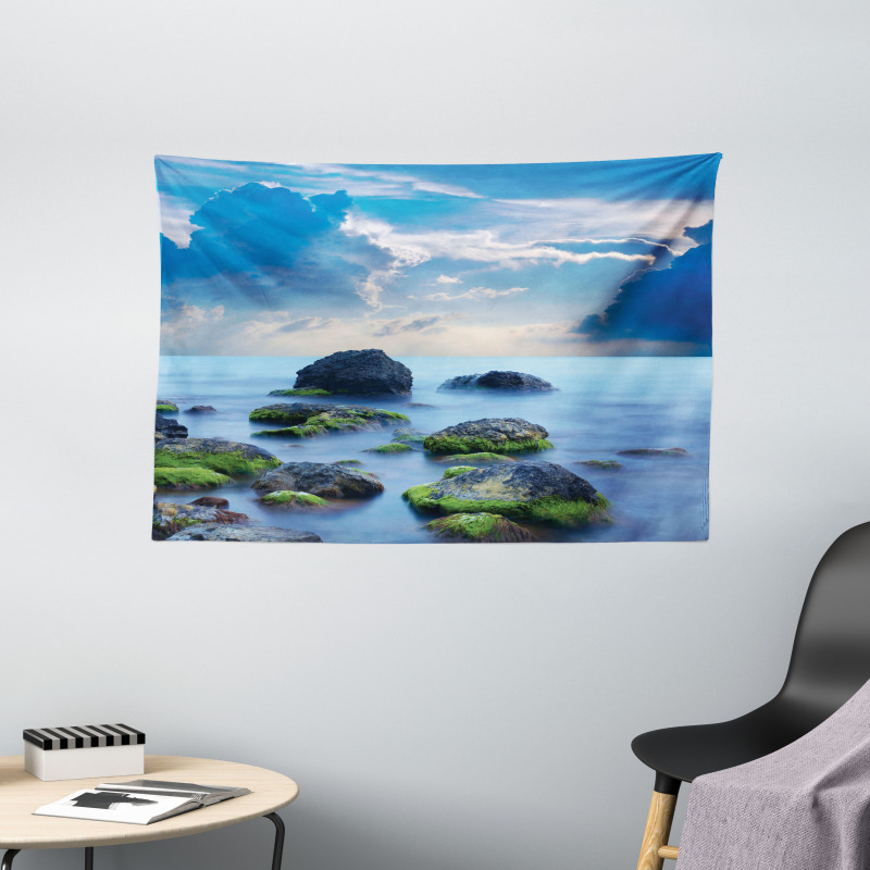 Mystical Seaside Stones Wide Tapestry