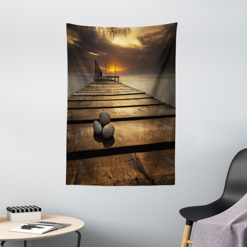 Black Sea at Dusk Pier Tapestry