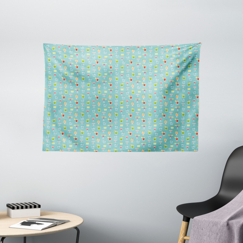 Party Beverages Pattern Wide Tapestry