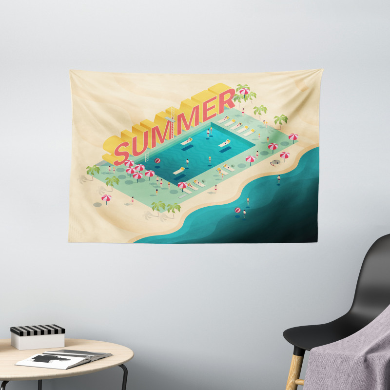 Summer Beach Ocean Fun Wide Tapestry