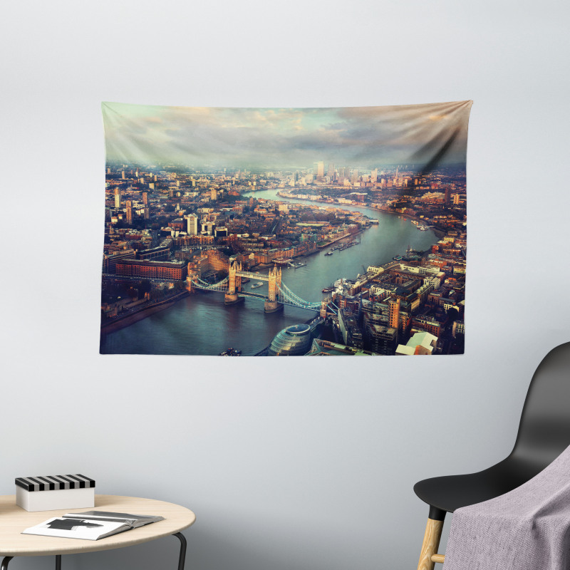 Thames River and Bridge Wide Tapestry