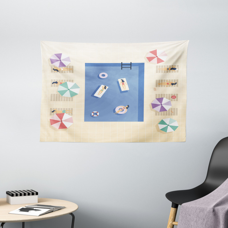 Top Poolside Sunbathing Wide Tapestry