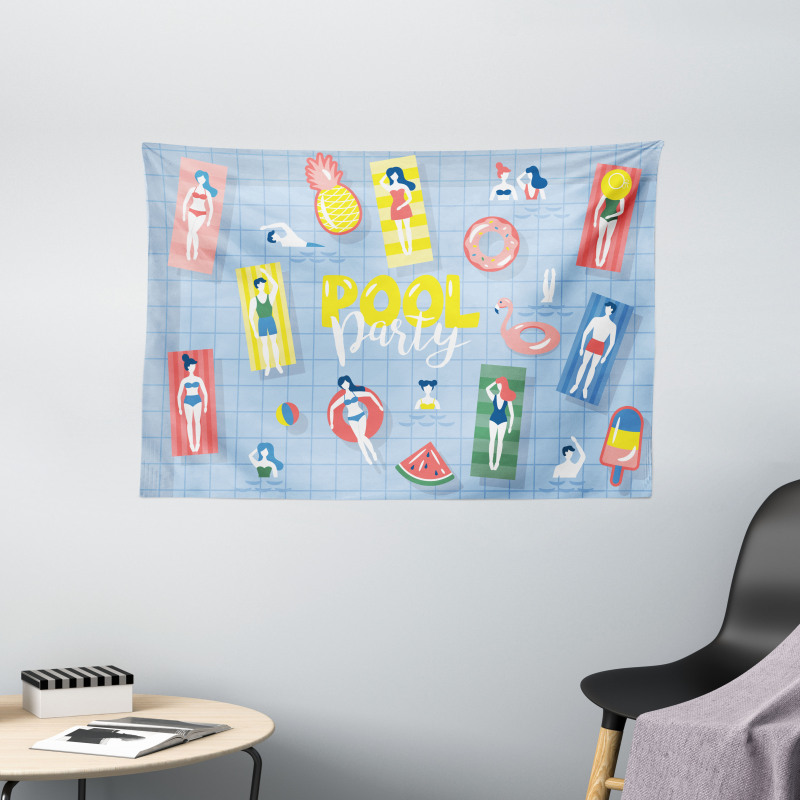 Doodle Characters Summer Wide Tapestry