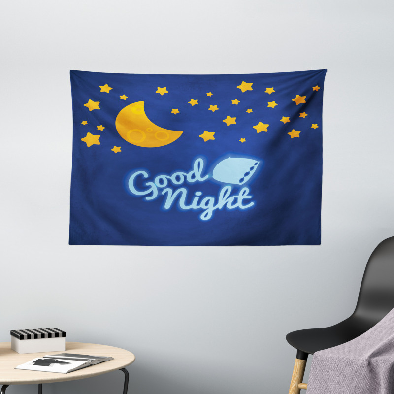 Nursery Bed Time Graphic Wide Tapestry