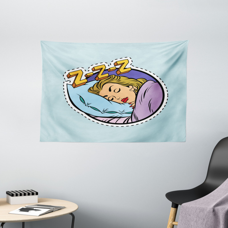 Comic Book Sleeping Girl Wide Tapestry