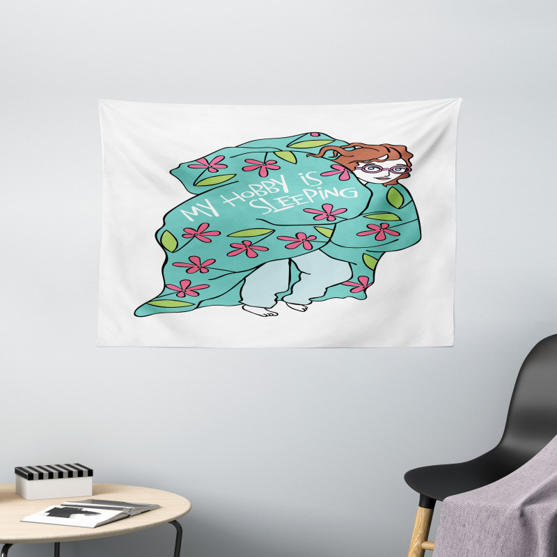 My Hobby is Sleeping Girl Wide Tapestry