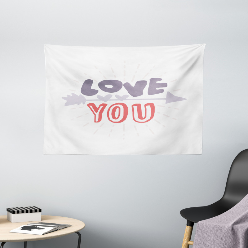 Valentines Day Theme Words Wide Tapestry