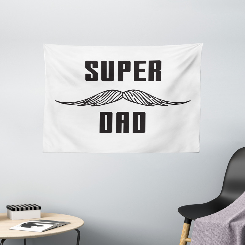 Super Dad with Mustache Wide Tapestry